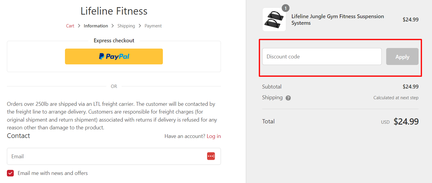 How do I use my Lifeline Fitness discount code?