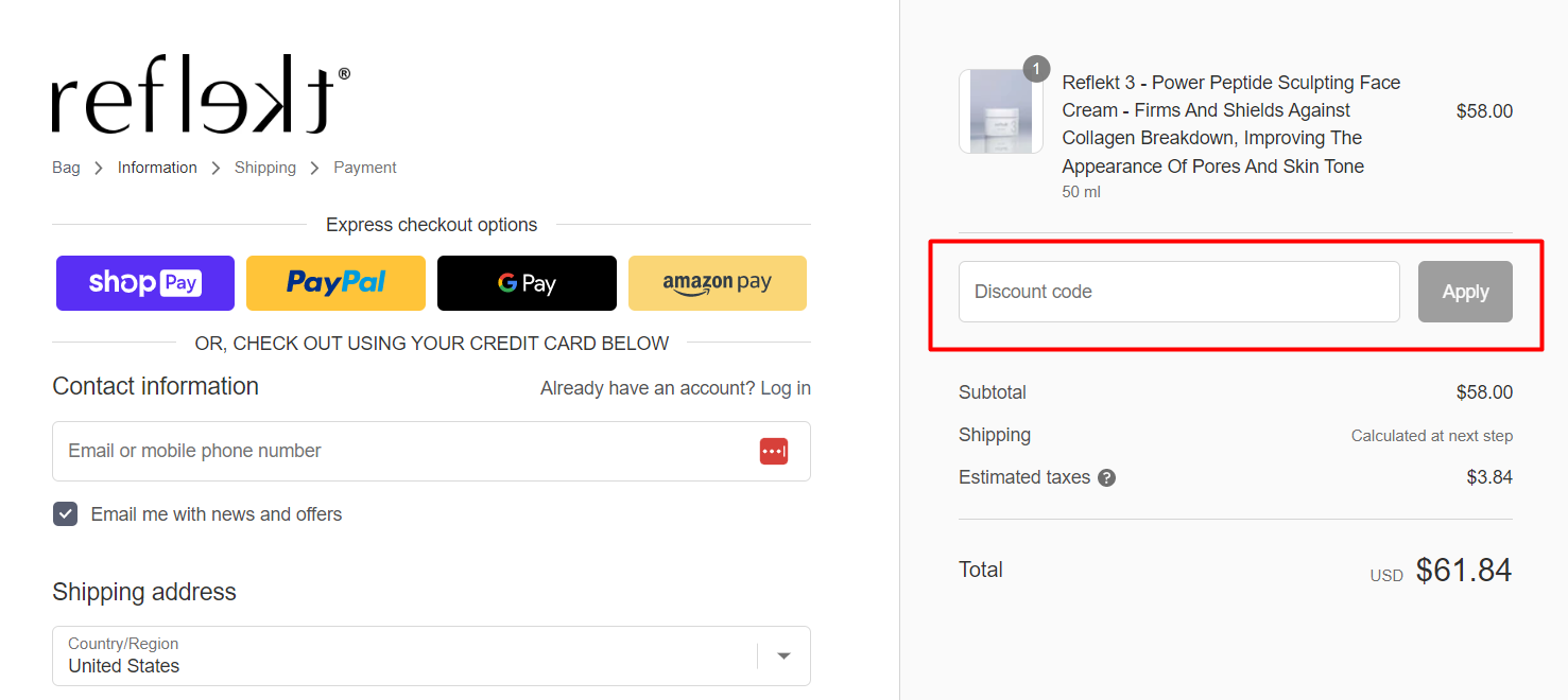 How do I use my Reflekt discount code?