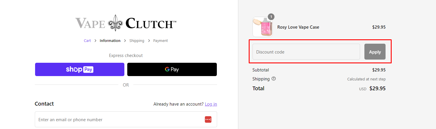 How do I use my VapeClutch discount code?