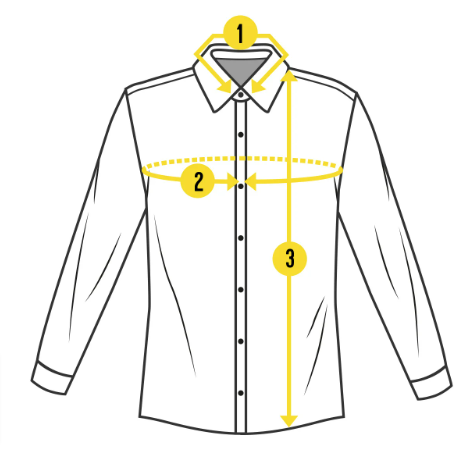 Connor showing how to measure long sleeve shirts on a white background