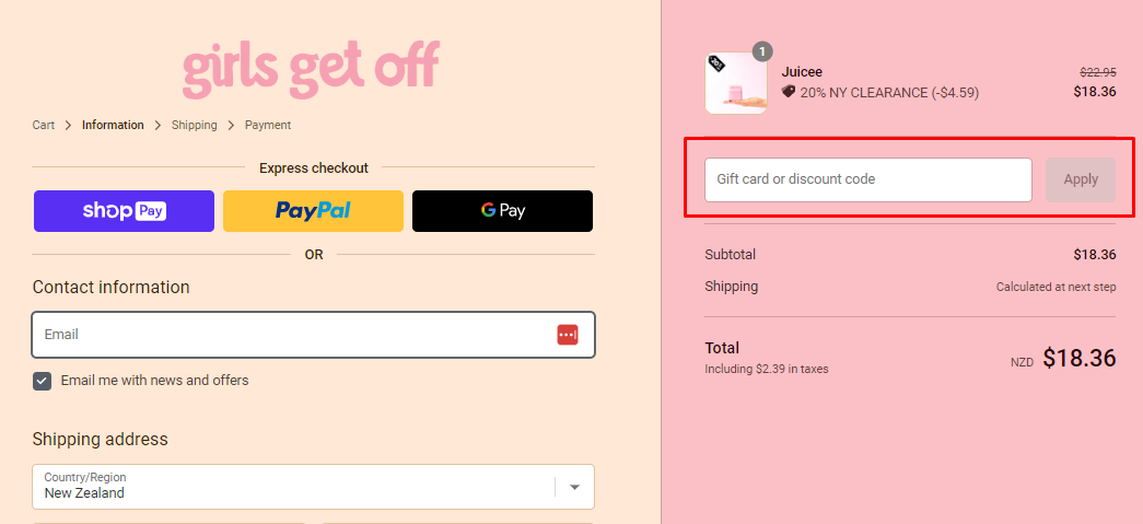 How do I use my GIRLS GET OFF discount code?