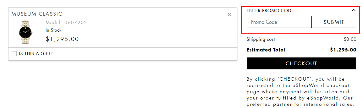 How do I use my Movado promo code?