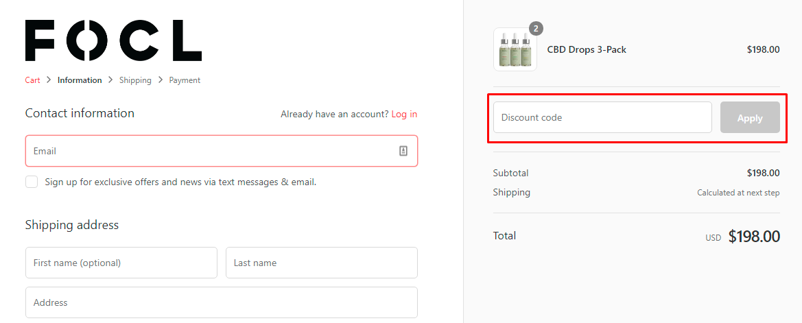 How do I use my FOCL discount code?