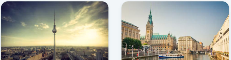 Zwei Bilder die jeweils einen anderen bekannten Teil der Stadt Berlin abbilden