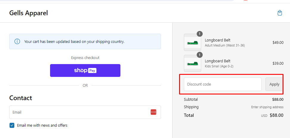 How do I use my Gells discount code?