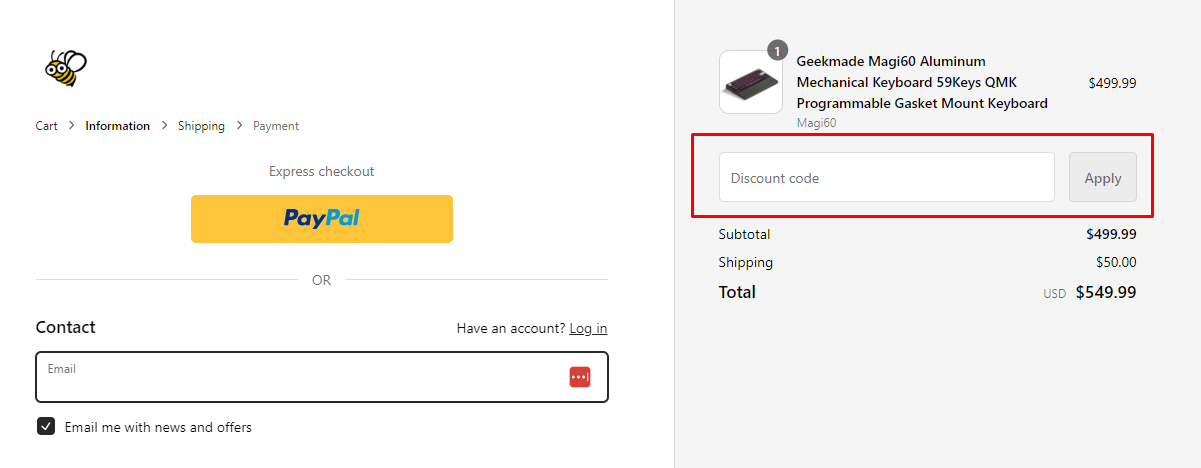 How do I use my MelGeek discount code?