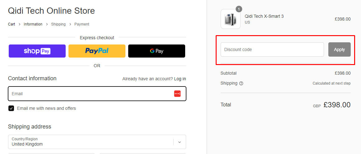 How do I use my QIDI Technology discount code?