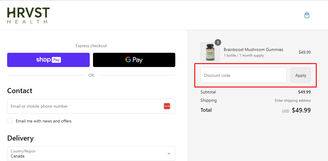 How do I use my Hrvst Health coupon code?