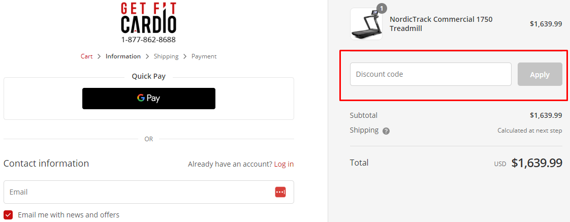 How do I use my Get Fit Cardio discount code?