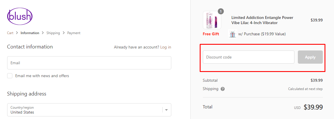 How do I use my BLUSHVIBE discount code?