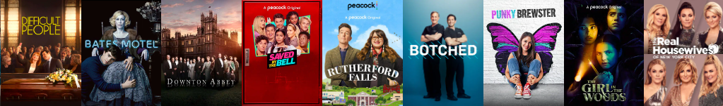 different Peacock TV movies, seres, and shows displayed on Peacock TV’s website that Americans can watch