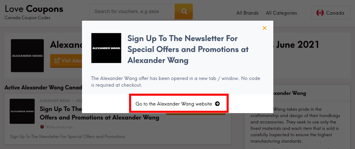 Alexander Wang CA Get Coupon