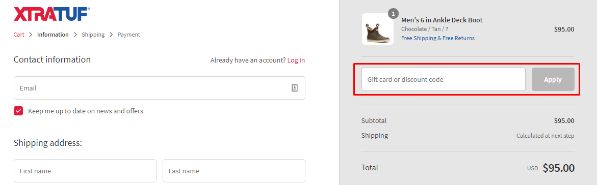 How do I use my XTRATUF discount code?