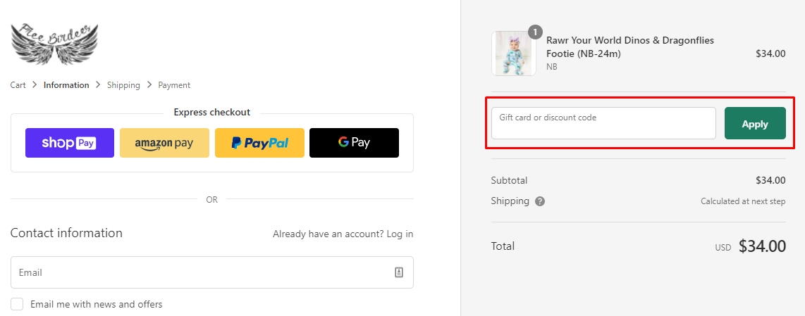 How do I use my Free Birdees discount code?