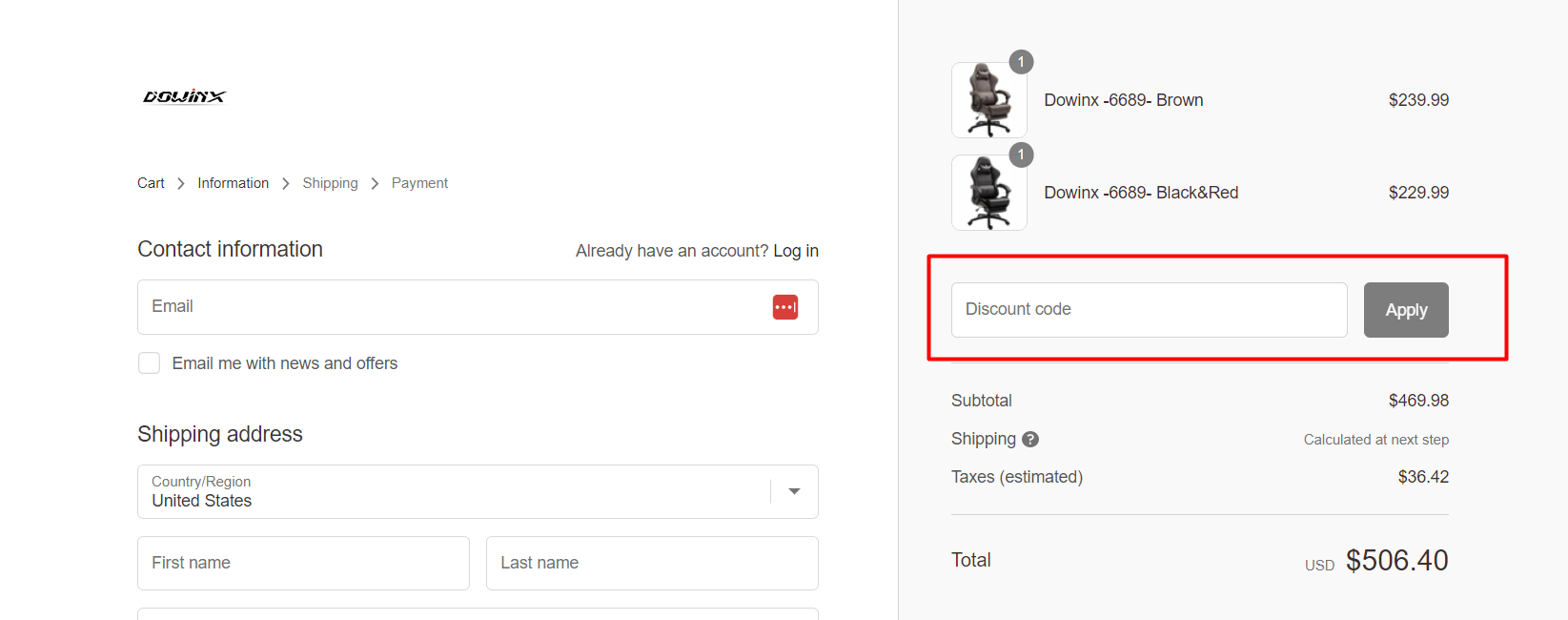 How do I use my Dowinx discount code?