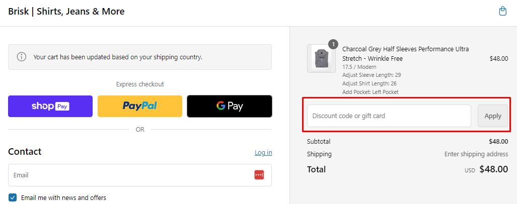 How do I use my Brisk discount code?