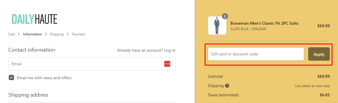 How do I use my Daily Haute discount code?