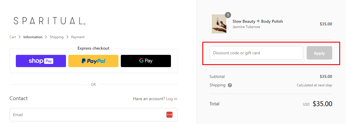 How do I use my Sparitual discount code?