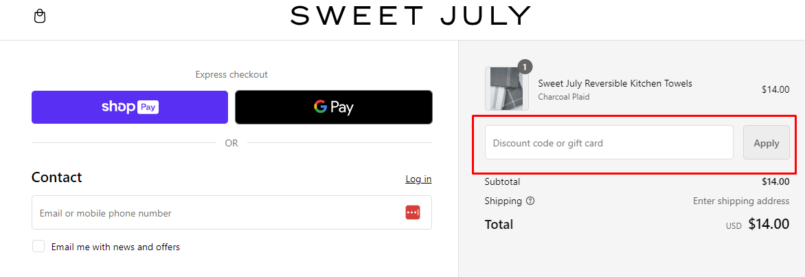 How do I use my Sweet July discount Code?