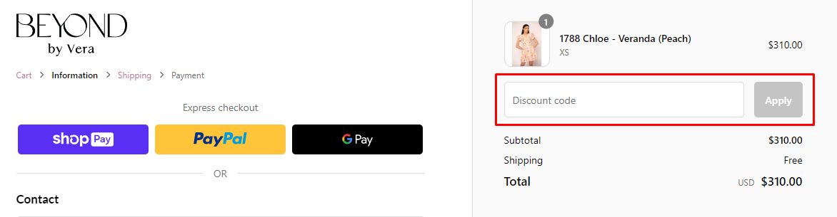 How do I use my Beyond by Vera discount code?