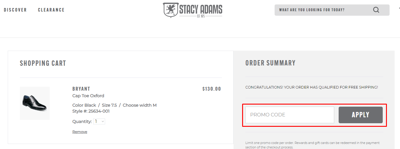 How do I use my Stacy Adams promo code?