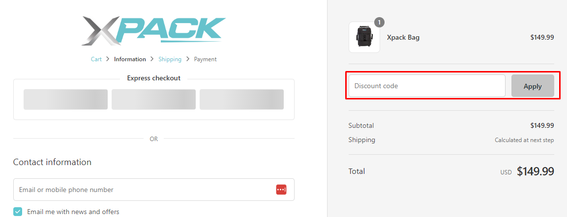 How do I use my Xpack Fitness discount code?