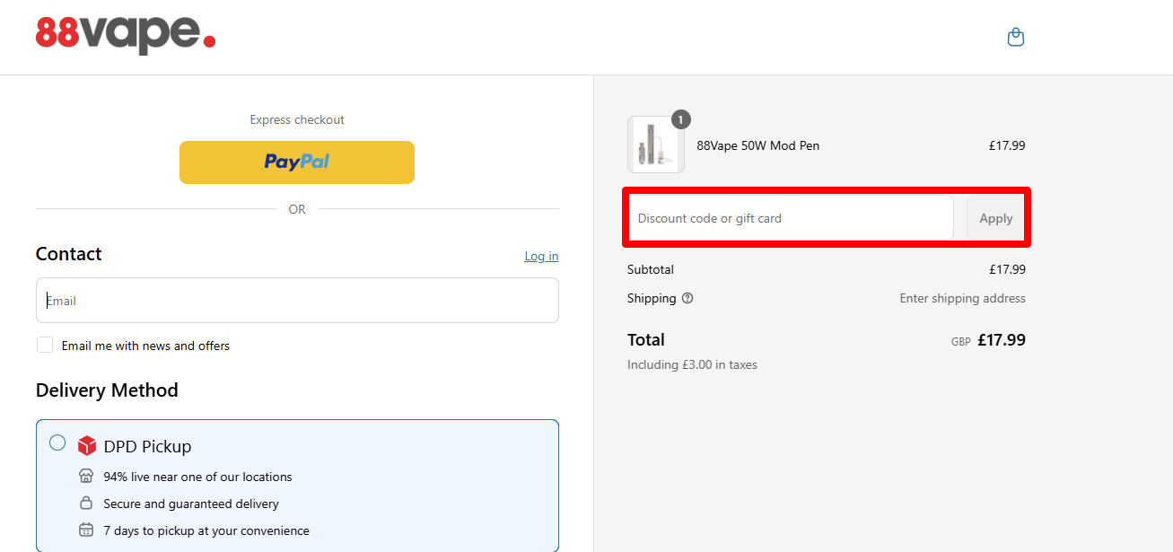 Paste your discount code and click 'Apply' to redeem it