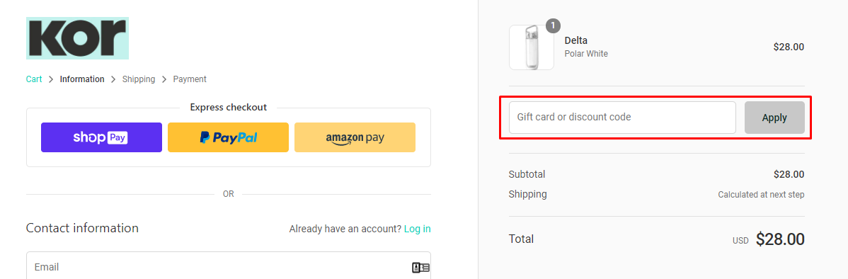 How do I use my Kor discount code?
