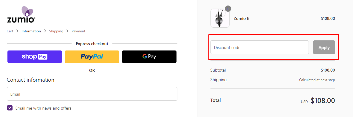 How do I use my Zumio discount code?