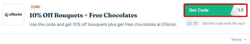 A box will show the Eflorist voucher code to use on your order