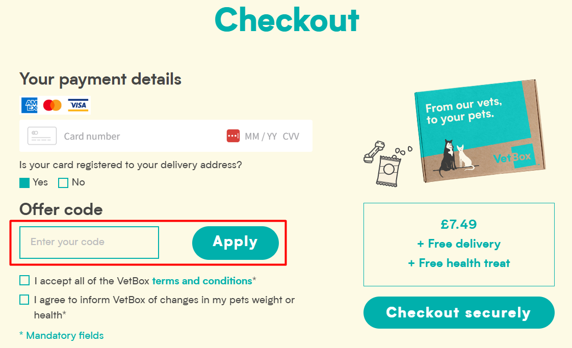 How do I use my VetBox discount code?