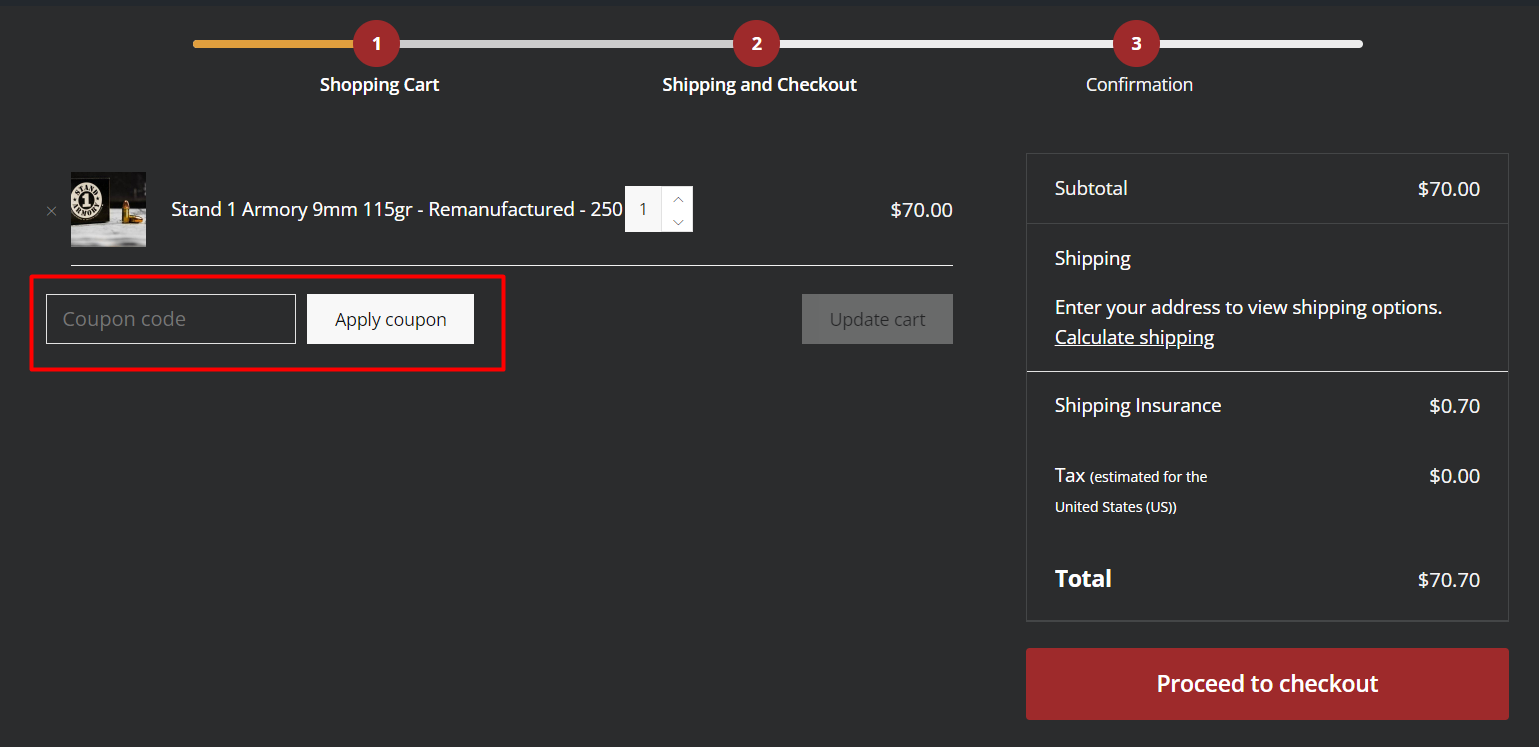How do I use my Stand 1 Armory coupon code?