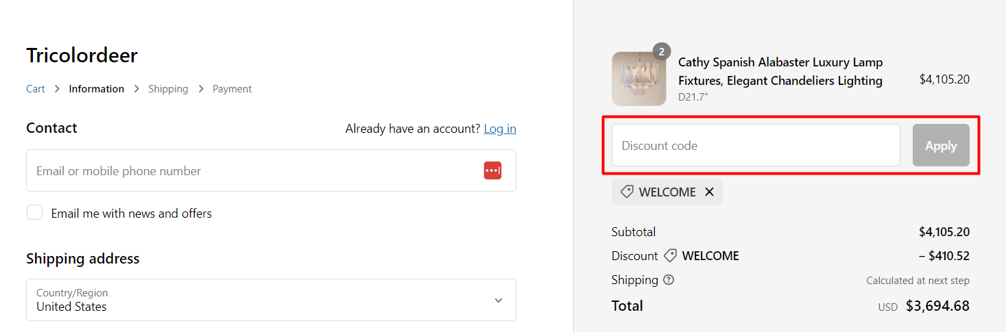 How do I use my Tricolordeer discount code?