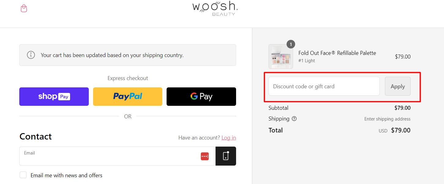 How do I use my Woosh Beauty discount code?
