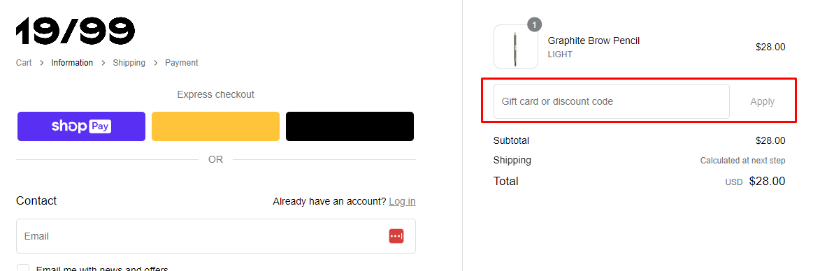 How do I use my 19/99 Beauty discount code?