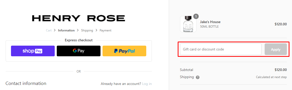 How do I use my Henry Rose discount code?