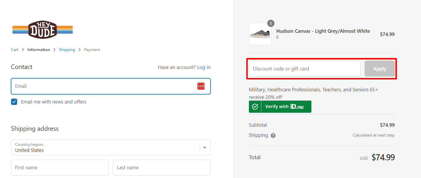 How do I use my Hey Dude Shoes discount code?