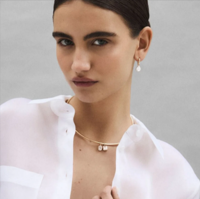 The Heavenly London Gold Pillow Torque necklace and personalised earrings