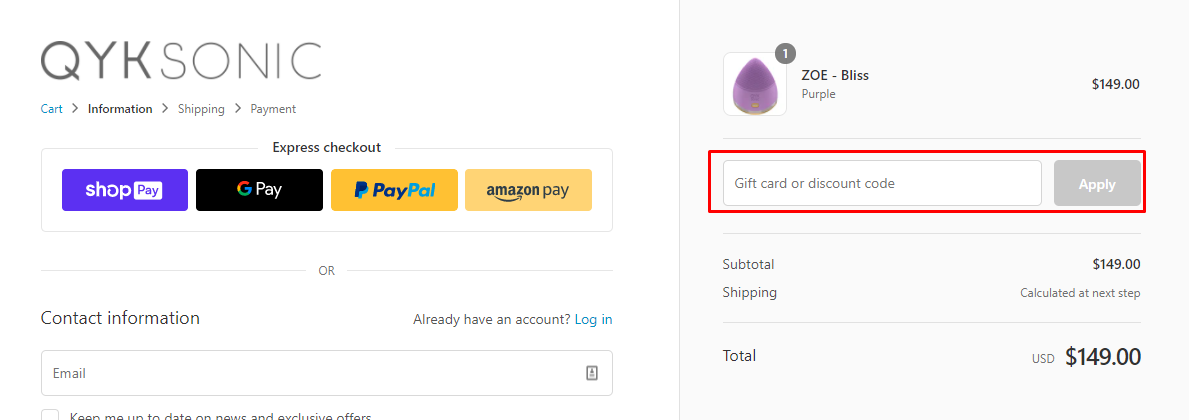How do I use my Qyksonic discount code?