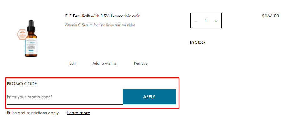 How do I use my SkinCeuticals promo code?
