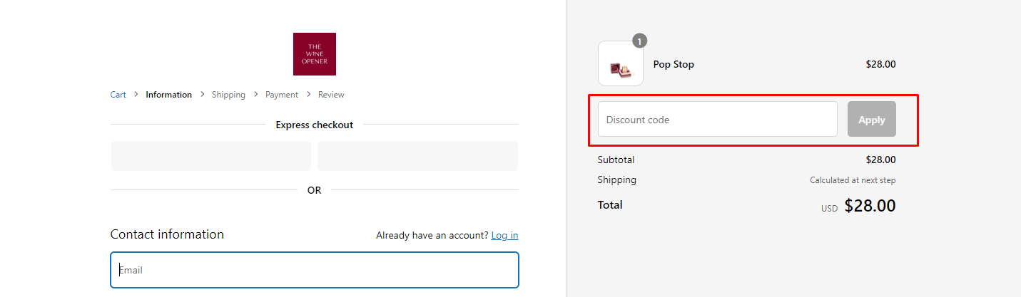 How do I use my The Wine Opener discount code?