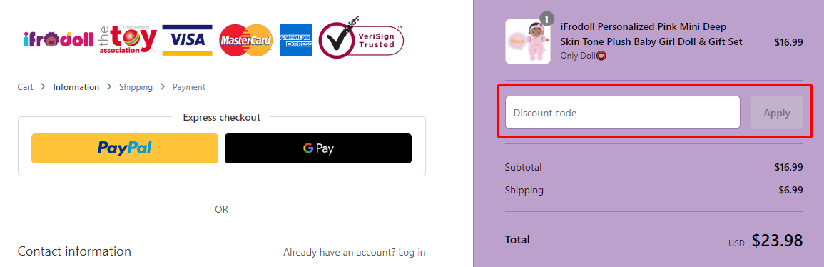 How do I use my ifrodoll discount code?