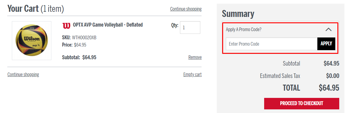 How do I use my Wilson promo code?