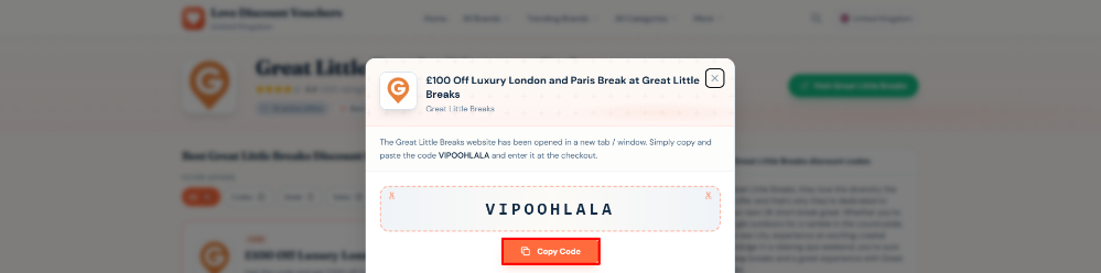 A Great Little Breaks code on Love Discount Vouchers