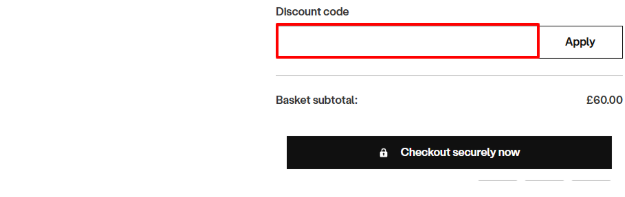 A box where you can add your Ellesse promo code to redeem it