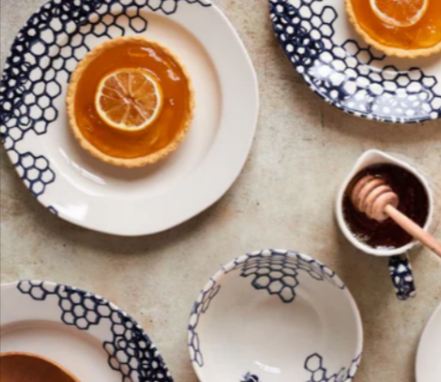 The Burleigh Ink blue pollen handcrafted english tableware