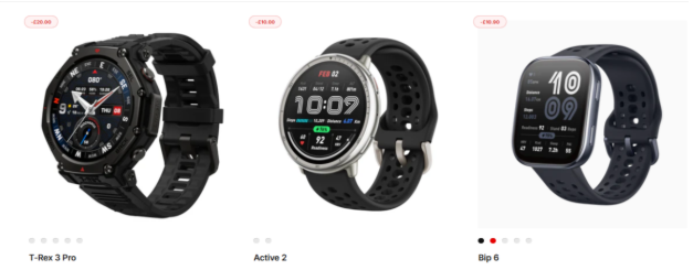Amazfit watches on a white background