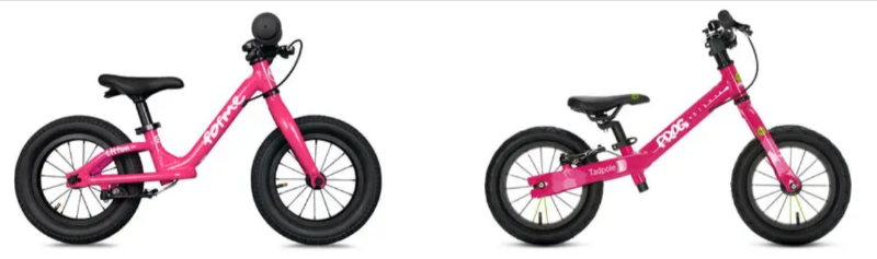 two of the bicks club bikes in pink and black for kids