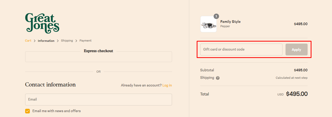 How do I use my Great Jones discount code?