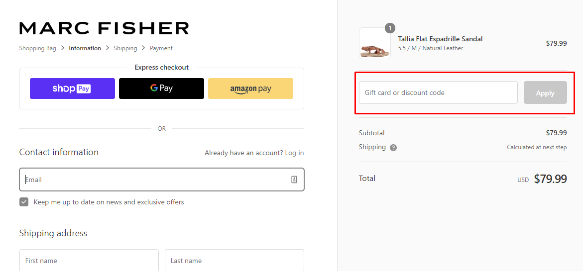 How do I use my Marc Fisher coupon code?